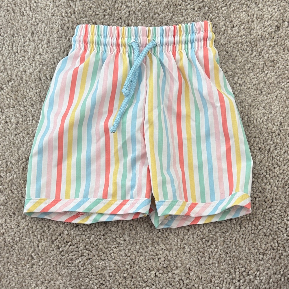 Colorful Striped Kids Swim Trunks